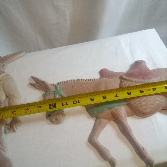 VINTAGE MEXICAN MAN AND BURRO DONKEY CAST METAL WALL ART HANGING MINT MARKED - Picture 9 of 12